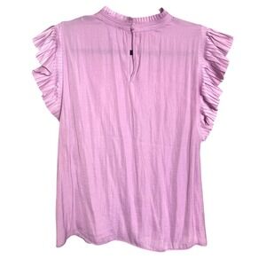 Maison d'Amelie Paris Lilac Mock‎ Neck Ruffle Sleeve Pleated Blouse Top